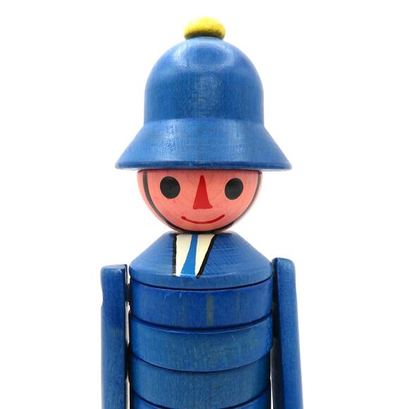 Vintage Czechoslovakia Wooden Stacking Policeman Toy Mid Century Modern Figure - Picture 3 of 10